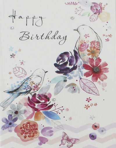 Picture of HAPPY BIRTHDAY CARD FLOWERS & BIRD